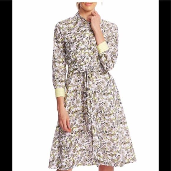 Court & Rowe Dresses & Skirts - Court & Rowe Shirt Dress Paisley Floral Pink Yellow Tie Waist Women 6